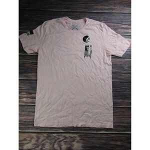 Howitzer Patriot Mens Large Pink T Shirt Military USA America Veteran Flag